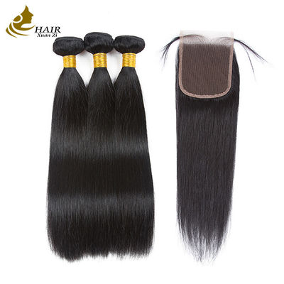 jakość  Unprocessed Brazilian Remy Human Hair Extensions Straight Bundles With Closure fabryka