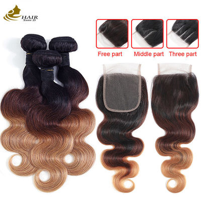 jakość  1b 4/27 Curly Honey Blonde Brazilian Hair Extensions Ombre fabryka