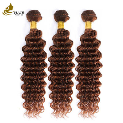 jakość  Peruvian Hair Deep Curl Copper 33# Brown color virgin Human Hair weft Bundles fabryka