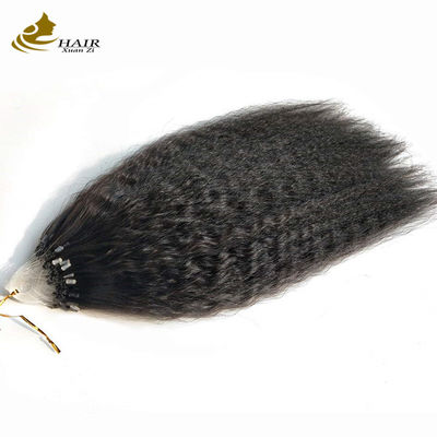 Kinky Straight Prebonded Nano Human Hair Extensions Naturalny Czarny 18 cali
