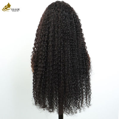 Sprzedaż hurtowa Przejrzystość 13X4 koronka z przodu Kinky Curl Brazylijska Dziewica Peruka ludzkie włosy