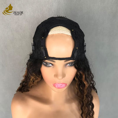 Wig Woman Long Curly Wave 1b/4/27 colored Human Hair U-Shaped Wig