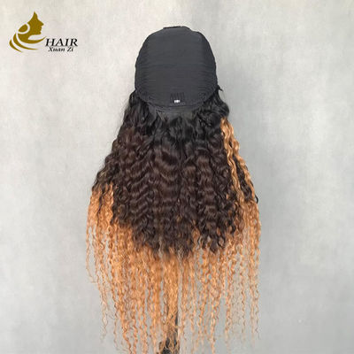Wig Woman Long Curly Wave 1b/4/27 colored Human Hair U-Shaped Wig
