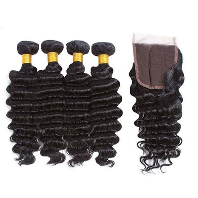 12A Grade Deep Wave Virgin Human Hair Bundles 95-100g Z zamykaniem na zamówienie