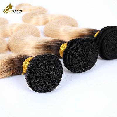 1B Blonde Ombre Human Hair Extensions Remy Weave Wig Bundles z zamknięciem