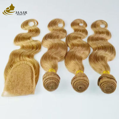 Brązowe Remy Ombre Rozszerzenia włosów ludzkich Body Wave Bundles With Lace Closure