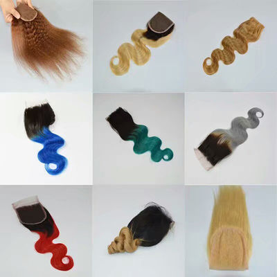 Brązowe Remy Ombre Rozszerzenia włosów ludzkich Body Wave Bundles With Lace Closure