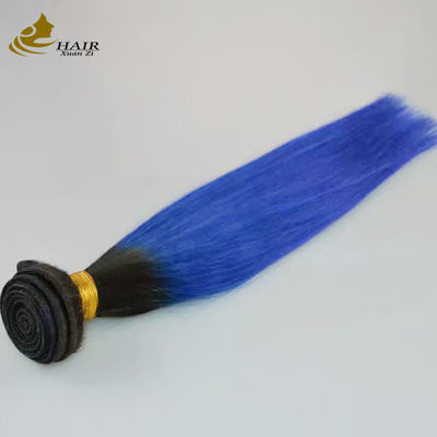 Dziewczynka Raw Brazilian Ombre Human Hair Extensions Bundles Blue 1B