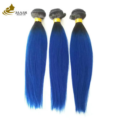 Dziewczynka Raw Brazilian Ombre Human Hair Extensions Bundles Blue 1B
