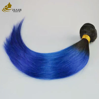Dziewczynka Raw Brazilian Ombre Human Hair Extensions Bundles Blue 1B