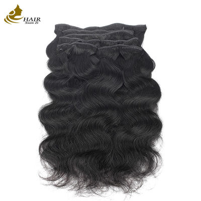 Całkowity Naturalny Czarny Brazylijski Remy Ludzkie Włosy Ciała Wave Clip In Hair Extensions
