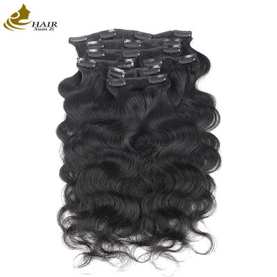 Całkowity Naturalny Czarny Brazylijski Remy Ludzkie Włosy Ciała Wave Clip In Hair Extensions