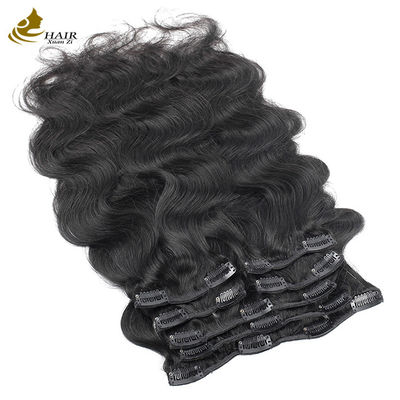Całkowity Naturalny Czarny Brazylijski Remy Ludzkie Włosy Ciała Wave Clip In Hair Extensions