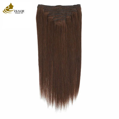 Ciemno-brązowy 22 cali Clip In Hair Extensions ludzkie włosy 100% dziewicze 16 sztuk