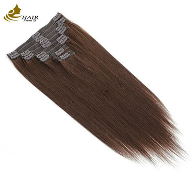 Ciemno-brązowy 22 cali Clip In Hair Extensions ludzkie włosy 100% dziewicze 16 sztuk