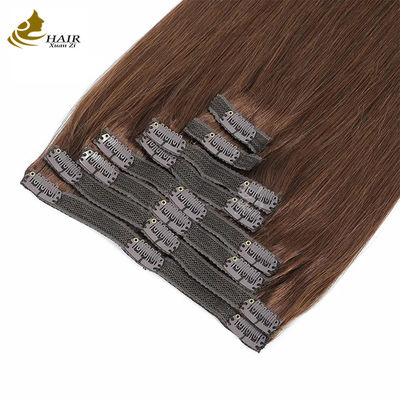 Ciemno-brązowy 22 cali Clip In Hair Extensions ludzkie włosy 100% dziewicze 16 sztuk