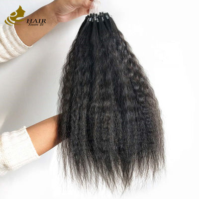 Kinky Straight Prebonded Nano Human Hair Extensions Naturalny Czarny 18 cali