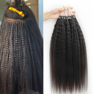 Kinky Straight Prebonded Nano Human Hair Extensions Naturalny Czarny 18 cali