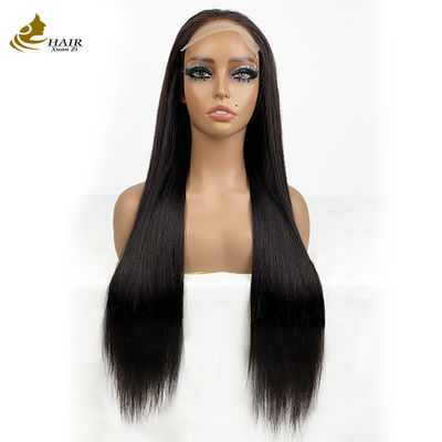 Sprzedawcy hurtowo 6*6 Frontal Lace Virgin Human Hair Natural Black Straight Wigs With Anti-Slip Strip