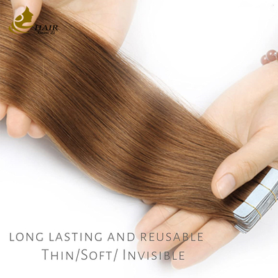 #30 Kolor Proste Dziewicze Włosy Tape In Przedłużki z Ludzkich Włosów dla Kobiet